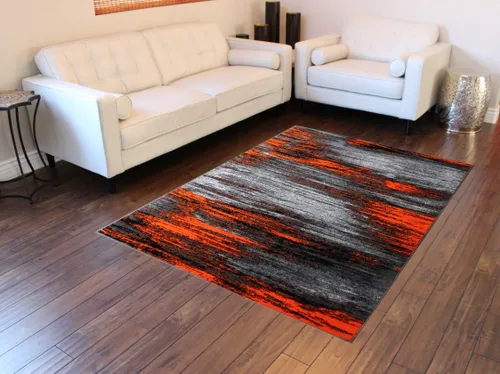 Miniatura 11 de Masada Rugs, Alfombra moderna y contemporánea, rojo, gris, negro (8 pies x 10 pies), alfombra grande para sala de estar, dormitorio, oficina