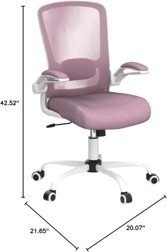 Miniatura 2 de Mimoglad Silla de oficina ergonómica de malla con respaldo alto, soporte lumbar ajustable, cojín de asiento grueso (moderno, orquídea)