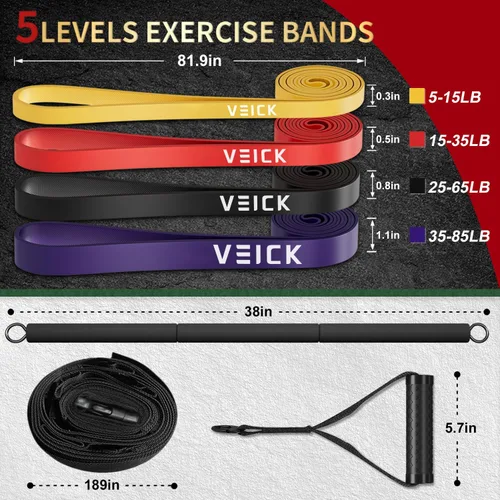 Miniatura 6 de VEICK Bandas de resistencia para entrenamiento, bandas de ejercicio, bandas de entrenamiento, bandas de asistencia para dominadas, juego de bandas