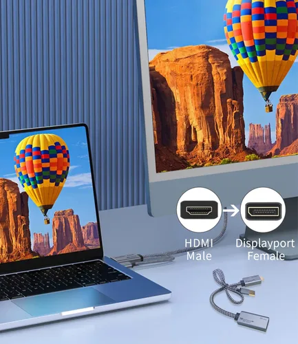 Miniatura 4 de Adaptador HDMI a DisplayPort 4K a 60Hz, convertidor HDMI 2.0 a DP 1.2, alimentado por USB, cable de 0.65 pies, unidireccional, compatible con PS5