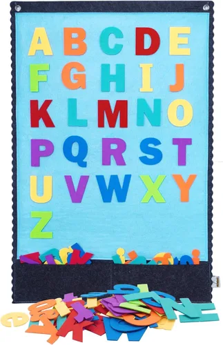CHEFAN Tablero de fieltro – Tablero de franela grande para pared, 104 letras de fieltro, 32 x 22 pulgadas para contar historias interactivas y