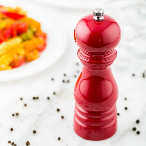 Miniatura 3 de Restaurantware Molinillo de pimienta francés clásico de 6 pulgadas: perfecto para restaurantes, cafeterías y eventos con catering, molinillo de Rojo