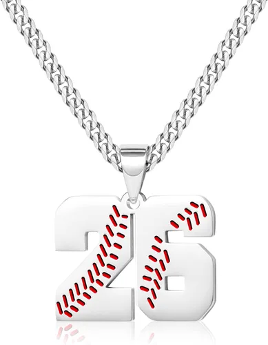 Miniatura 81 de Btysun Collares de béisbol de béisbol número 0-99 dijes de acero inoxidable para hombres, regalos de béisbol, papá, marido, regalo de Navidad