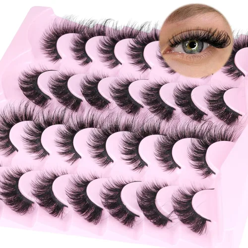 Miniatura 17 de Pestañas postizas de visón natural, efecto ojo de gato, finas, 16 mm, 5D, paquete de 14 pares de pestañas falsas de TNFVLONEINS