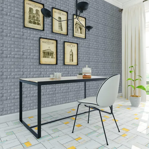 Miniatura 4 de Paneles de pared 3D para despegar y pegar, 11 piezas de papel tapiz de ladrillo de espuma gris para dormitorio, panel de pared de piedra sintética