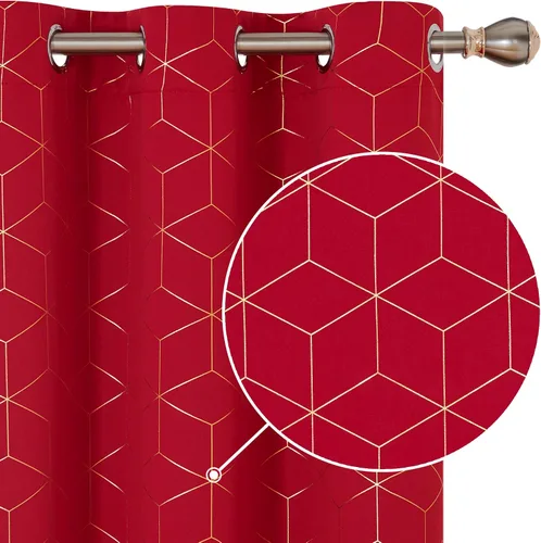 Miniatura 11 de Deconovo Cortinas Opacas, Aislamiento Térmico y Reducción de Ruido, Estampado de Lámina de Diamante – Ojales en la Parte Superior, 2 Paneles, Azul