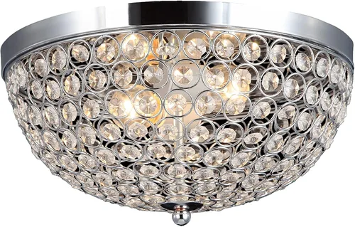 Miniatura 6 de Elegant Designs FM1000-CHR Elipse Crystal - Accesorio de montaje empotrado de techo en forma de cuenco de metal moderno de 13 pulgadas, cromado Cromo