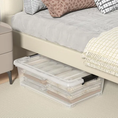 Miniatura 2 de Paquete de 3 cajas de almacenamiento transparentes de 20 cuartos de galón con ruedas, contenedores de plástico debajo de la cama con tapas