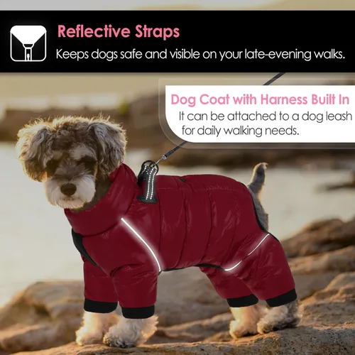 Miniatura 4 de AOFITEE - Abrigo para perros, impermeable, chaqueta para invierno, cálido traje completo para perros, abrigo de invierno para perros pequeños