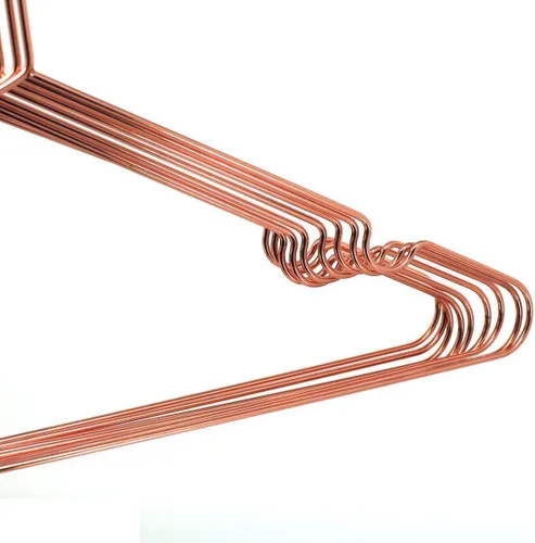 Miniatura 8 de Paquete de 10 perchas de 13 pulgadas para niños, color oro cobre rosa, con alambre de metal brillante, para almacenamiento y exhibición de camisas