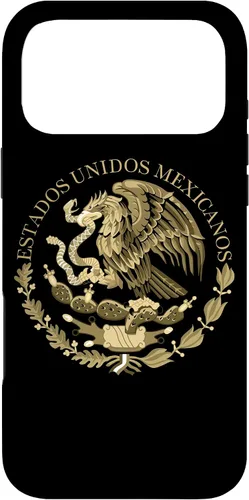 Miniatura 22 de iPhone 12 Pro Max Bandera de México sello del escudo de armas en caso sepia