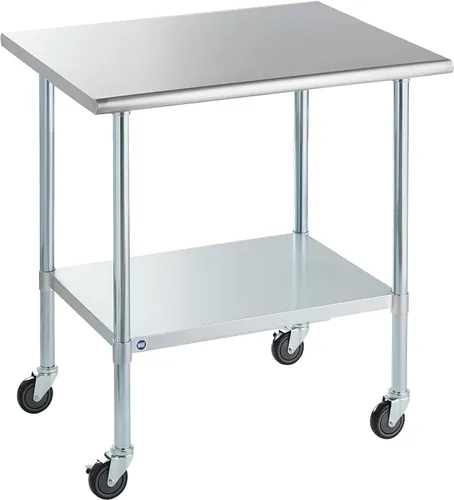 Miniatura 44 de Mesa de acero inoxidable para preparación y trabajo con protector contra salpicaduras, 24x72 pulgadas