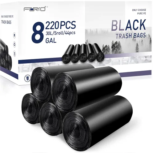 Miniatura 8 de FORID Bolsas de basura pequeñas transparentes, bolsas de basura de 4 galones, 220 bolsas de basura de plástico para baño, dormitorio, oficina, bote