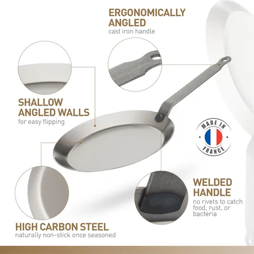 Miniatura 7 de Matfer Bourgeat 062034 Sartén redondo para crepas, 9 1/2 pulgadas, gris
