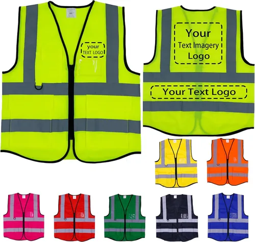 Miniatura 8 de Chaleco de seguridad personalizado para hombres con bolsillos, chaleco de construcción, chaleco reflectante Hi Vis, chaleco de trabajo, chaleco
