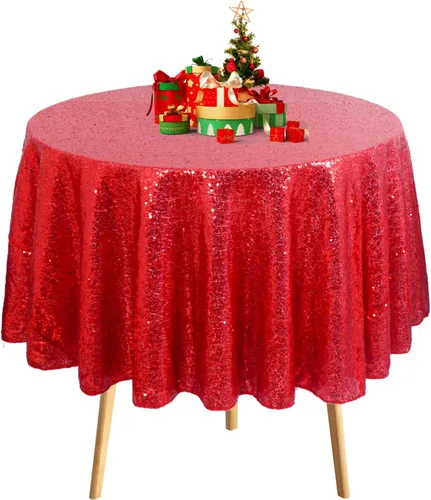 Miniatura 35 de DUOBAO Mantel Redondo Amarillo de 60 Pulgadas Mantel de Mesa con Lentejuelas Decoración de Cumpleaños Manteles con Lentejuelas Manteles de Mesa