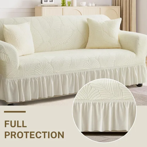 Miniatura 6 de WONGS BEDDING Funda de terciopelo elástico para sofá, funda acolchada con falda, apta para mascotas, duradera, lavable, elástica, de fácil ajuste
