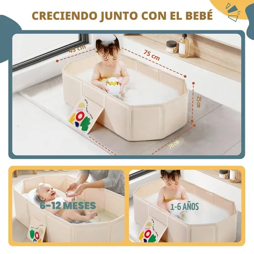Miniatura 2 de Orzbow Bañera Plegable para Bebé, Bañera para Niños Pequeños con Base Antideslizante, Bañera Portátil para Niños Bebés de 12 Meses+ Viaje, Fácil