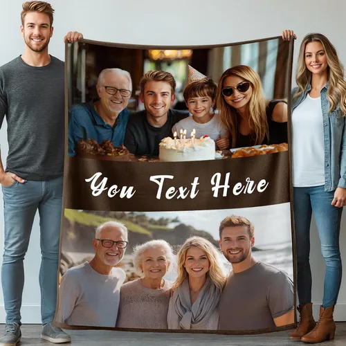 Miniatura 13 de Mantas personalizadas con 1 foto y texto impreso en Estados Unidos Manta personalizada con imagen de 30 x 40 pulgadas Mantas personalizadas