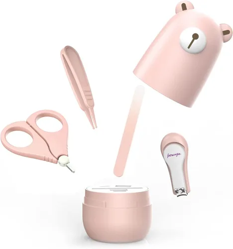 Juego de cortaúñas para bebé, kit de uñas para bebé con bonito estuche, manicura infantil y pedicura para cuidado de la salud para recién nacidos,