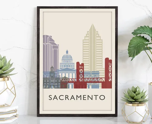 Miniatura 33 de Póster de ilustración de Albuquerque, póster de horizonte de Albuquerque, impresión de paisaje urbano y monumento, ilustración de arte de pared