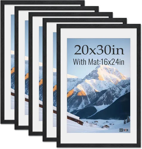 Miniatura 39 de VCK Paquete de 2 portarretratos de 5 x 7, color negro, de madera de alta gama con vidrio templado, para fotos de 4 x 6 con paspartú o 5 x 7 sin