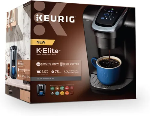 Miniatura 12 de Keurig Cafetera K-Elite, cafetera de vainas K-Cup de una sola porción, con capacidad de café helado, pizarra cepillada Brushed Slate