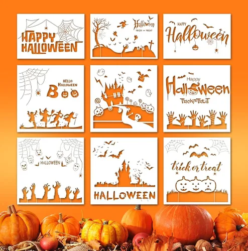Miniatura 8 de 8 plantillas de pintura de otoño y otoño, plantillas de dibujo de Acción de Gracias, plantillas de plástico para manualidades, decoración del hogar