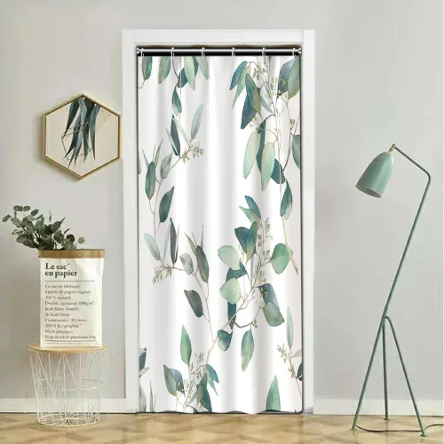 Miniatura 42 de Cortinas de ducha botánicas verdes de 36 x 72 pulgadas, hojas de eucalipto naturales de primavera para minimalismo moderno, decoración de baño, tela