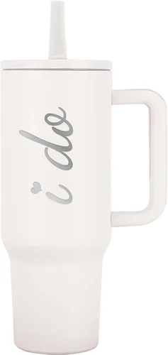 Regalos de despedida de soltera para novia, vaso de 40 onzas con tapa de asa, pajitas de acero inoxidable para esposa, boda, compromiso, despedida