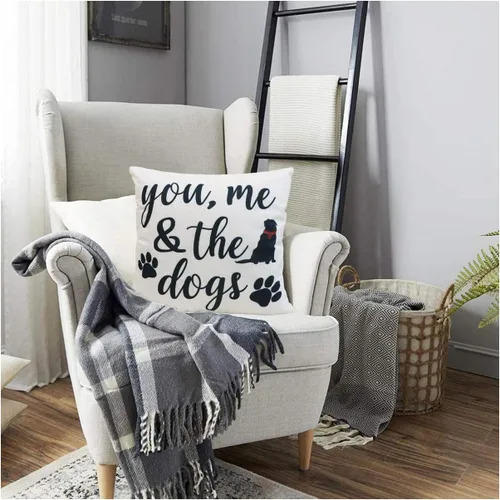 Miniatura 2 de Fundas de almohada para perro, fundas de almohada para mascotas, funda de almohada de algodón y lino para sofá, cama, 18 x 18 pulgadas, juego de 4
