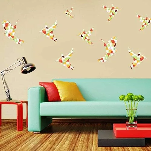 Geométrica Bird silueta calcomanía decorativo para pared Kit – Adhesivo de Pared, Pájaros Kit en colores cálidos por chromantics