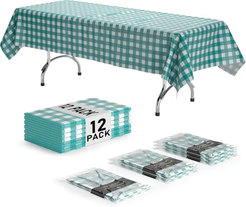 Miniatura 13 de Exquisite Cubierta de Mesa para Picnic - Paquete de 6 Manteles Premium Rectangulares de Plástico - Cubierta de Mesa para BBQ a Cuadros Negro