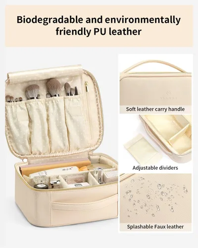 Miniatura 3 de Vlando - Bolsa de maquillaje de viaje, organizador de bolsa de maquillaje, ideas de regalo para mujeres y niñas, bolsa de almacenamiento