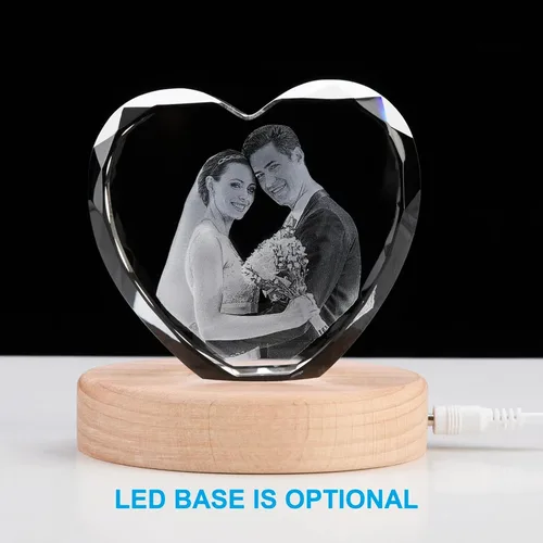 Miniatura 6 de Foto de cristal 3D, foto 3D personalizada en forma de corazón, regalos personalizados para ella, él, cumpleaños, aniversario, Navidad, corazón