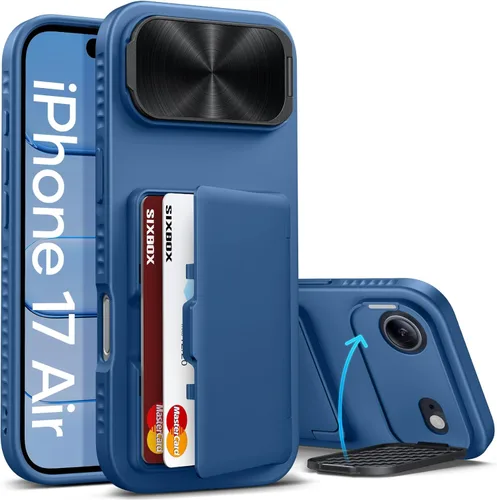 Miniatura 30 de Funda para iPhone 16e tipo cartera, soporte integrado, tarjetero y cubierta para lente de cámara, protección de cuerpo completo, resistente, Negro