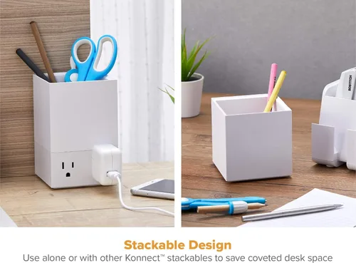 Miniatura 3 de Organizador de escritorio Bostitch Office Konnect con taza para lápices, soporte para bolígrafos, paquete de 2, blanco