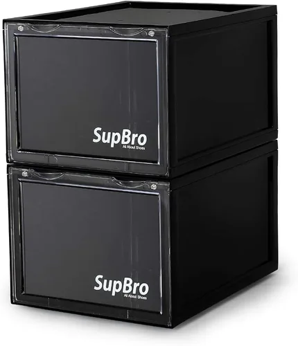 SupBro Caja de colección – Caja de almacenamiento para zapatos de fácil acceso – Almacenamiento plegable de plástico apilable para zapatos