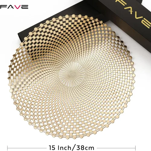 Miniatura 9 de FAVE Juego de 6 manteles individuales redondos de vinilo dorado, lavables en espiral para comedor, eventos, decoración del hogar y uso diario