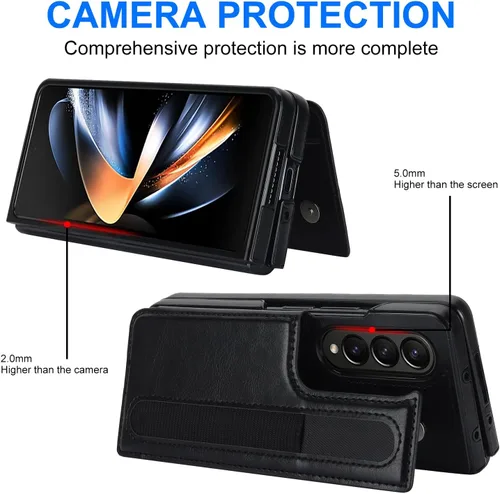 Miniatura 3 de Funda para Samsung Galaxy Z Fold 3 con soporte para bolígrafo S y tarjetero, protector de billetera resistente a prueba de golpes, funda de cuero