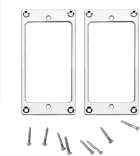 Miniatura 5 de 2 piezas de anillo de recogida Humbucker plano de metal negro, cubiertas de pastilla anillo de montaje de marco para piezas de repuesto de bajo