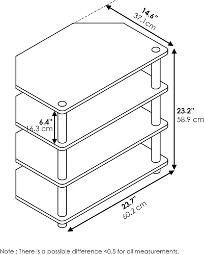 Miniatura 6 de Furinno Turn-N-Tube Centro de Entretenimiento Pequeño de 4 Niveles de Montaje Fácil / Soporte para TV / Unidad para TV / Escritorio para TV, Acero