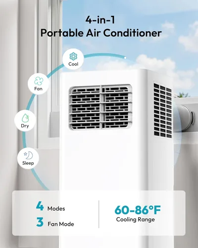 Miniatura 5 de EUHOMY Aire acondicionado portátil de 14,000 BTU, aire acondicionado portátil 4 en 1 para habitaciones de hasta 650 pies cuadrados con fresco