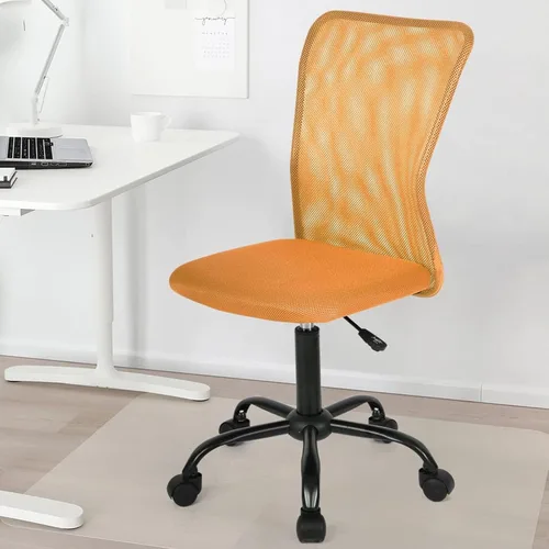 Miniatura 11 de Silla de oficina en casa sin brazos Silla de escritorio pequeña con respaldo medio de malla sillas básicas de computadora Silla de oficina giratoria