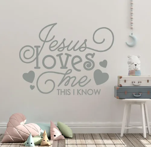 Miniatura 3 de 30 x 24 pulgadas Jesús me ama esto sé corazón lindo para la Biblia Tells Me So Song Niños calcomanía de pared mural arte decoración del hogar