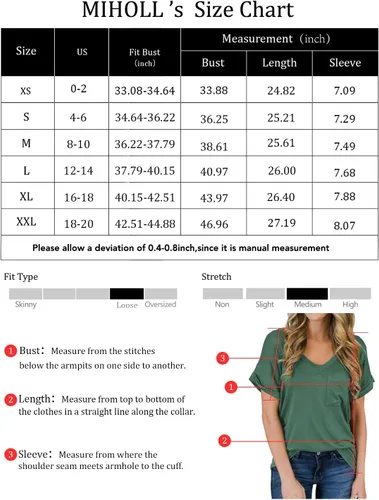 Miniatura 4 de Miholl Camiseta holgada, informal, de manga corta, con cuello en V, para mujer