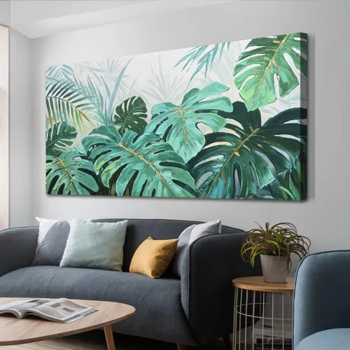 Miniatura 13 de Enartly Arte de pared de paisaje grande para sala de estar y dormitorio, decoración de pared de abedul blanco, lienzo de bosque verde, pintura