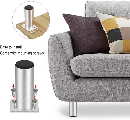 Miniatura 5 de BSTKEY 4 patas de gabinete de aleación de aluminio de 4 pulgadas – Patas de repuesto ajustables para muebles de gabinete, patas de pie de sofá