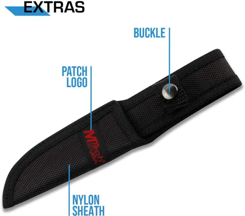 Miniatura 5 de MTech USA MT-20-35 cuchillo de hoja fija, con hoja de punta caída negra, mango de plástico, 8 pulgadas en total Negro