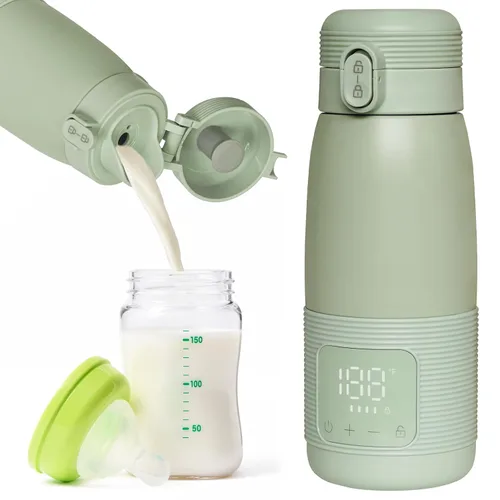 Calentador de biberones portátil para viajes, carga súper rápida y calentamiento de 5 minutos para leche materna, fórmula y agua, gran capacidad de